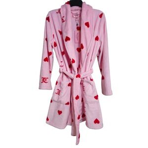 Juicy Couture Pink Heart Fleece Robe Valentine's Day Size S/M NWT